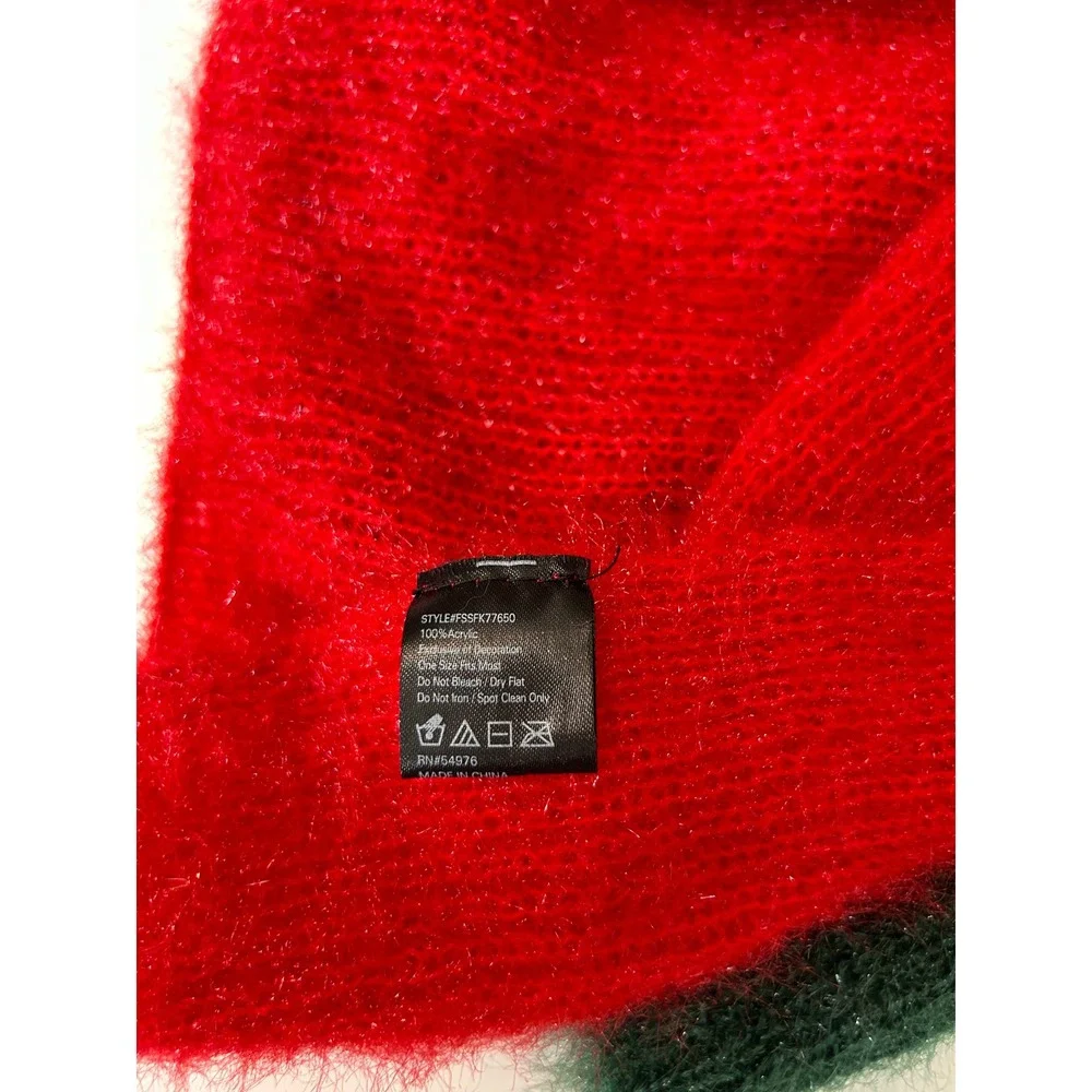 Multi Color Block Fuzzy Oversized Knit Scarf Rainbow Soft Winter Wrap